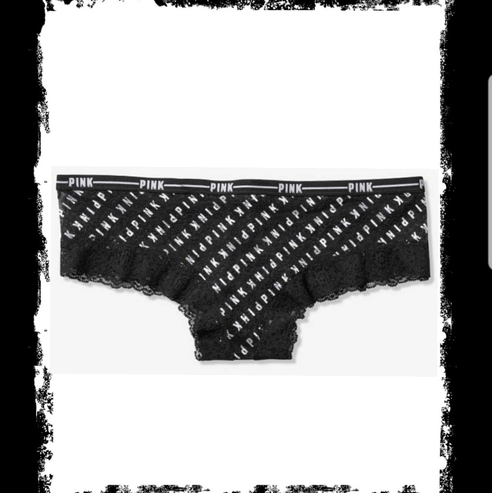 Pink by VS Logo Waist Lace Cheekster Panties